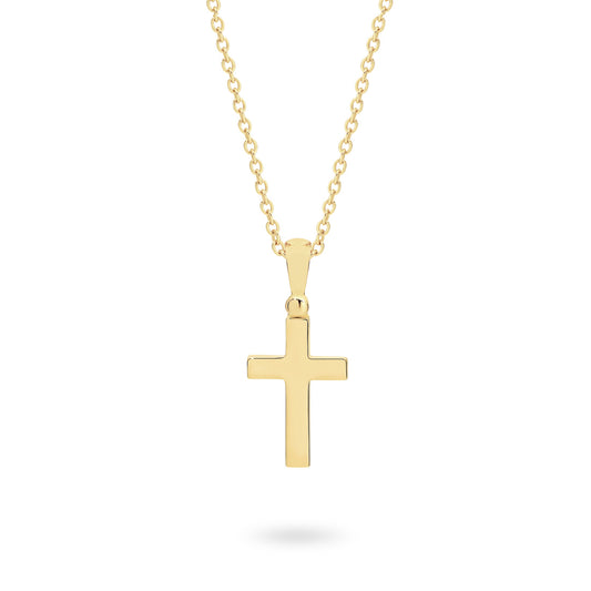 18K Yellow Gold Plain Cross Pendant